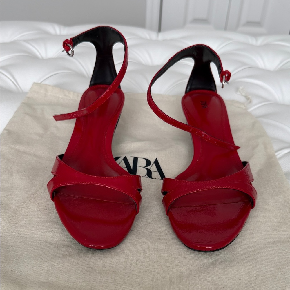 Zara sandals, red leather size 38